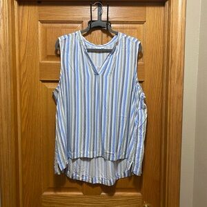 C A S L O N 2x Blue and White Striped Sleeveless Top